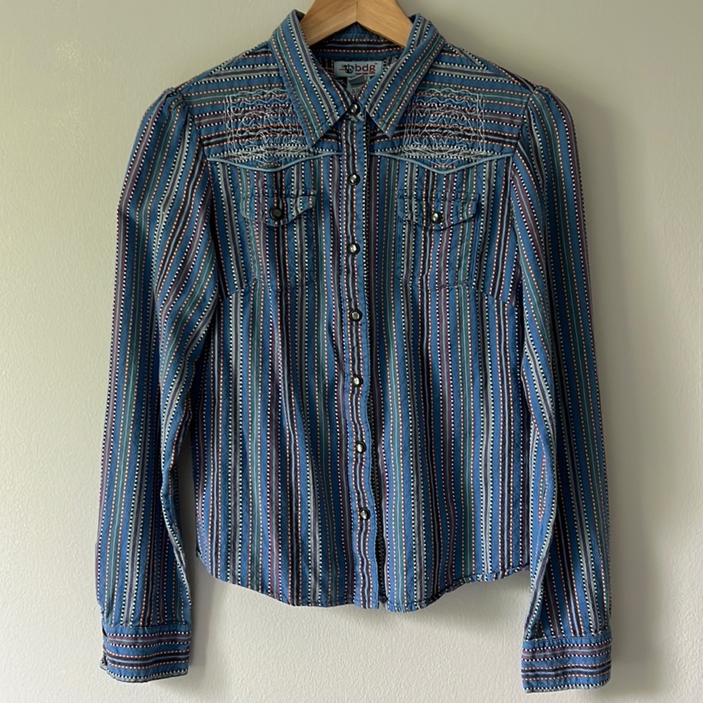 BDG Western Long Sleeve Snap Button Up / L